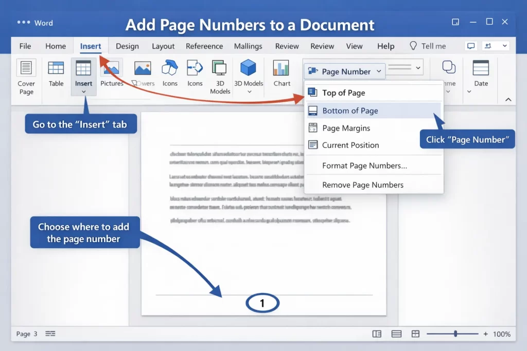 How Can I Add Page Numbers to a Document
