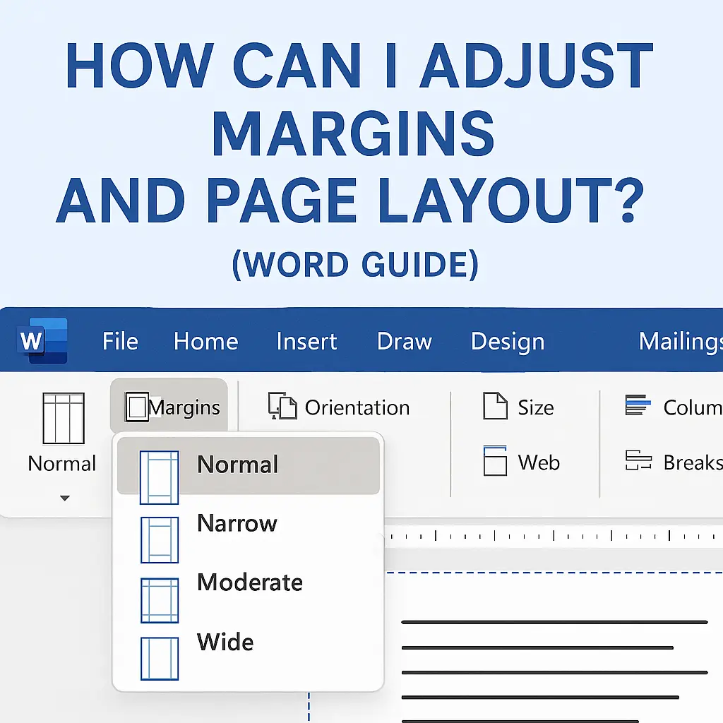 How can I adjust margins and page layout