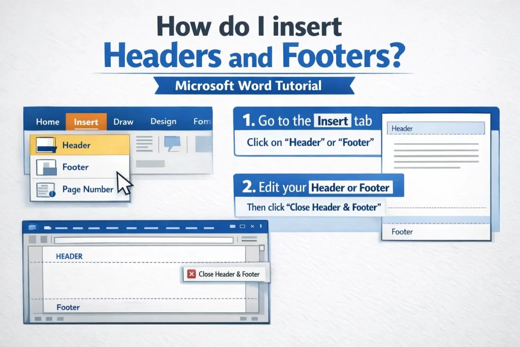 How do I insert headers and footers