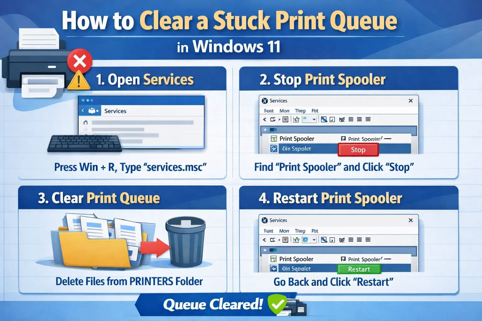How to Clear a Stuck Print Queue in Windows 11