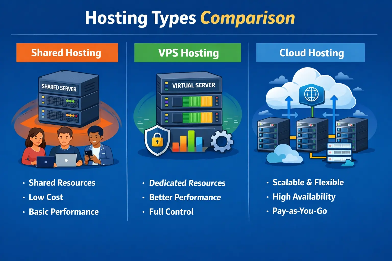 Shared Hosting vs VPS vs Cloud