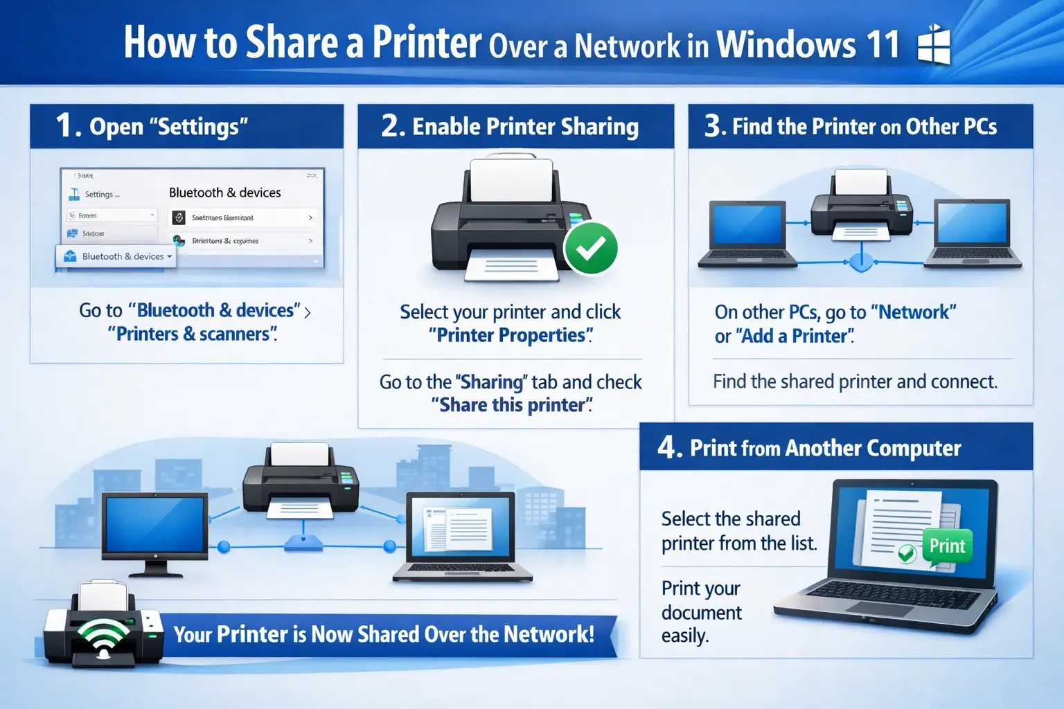 Share a Printer Over a Network in Windows 11