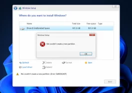 Couldn't Create a New Partition