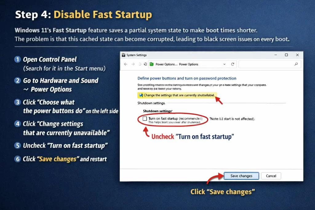 Disable Fast Startup