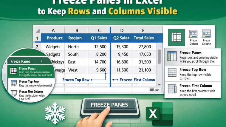 Freeze Panes in Excel to Keep Rows and Columns Visible