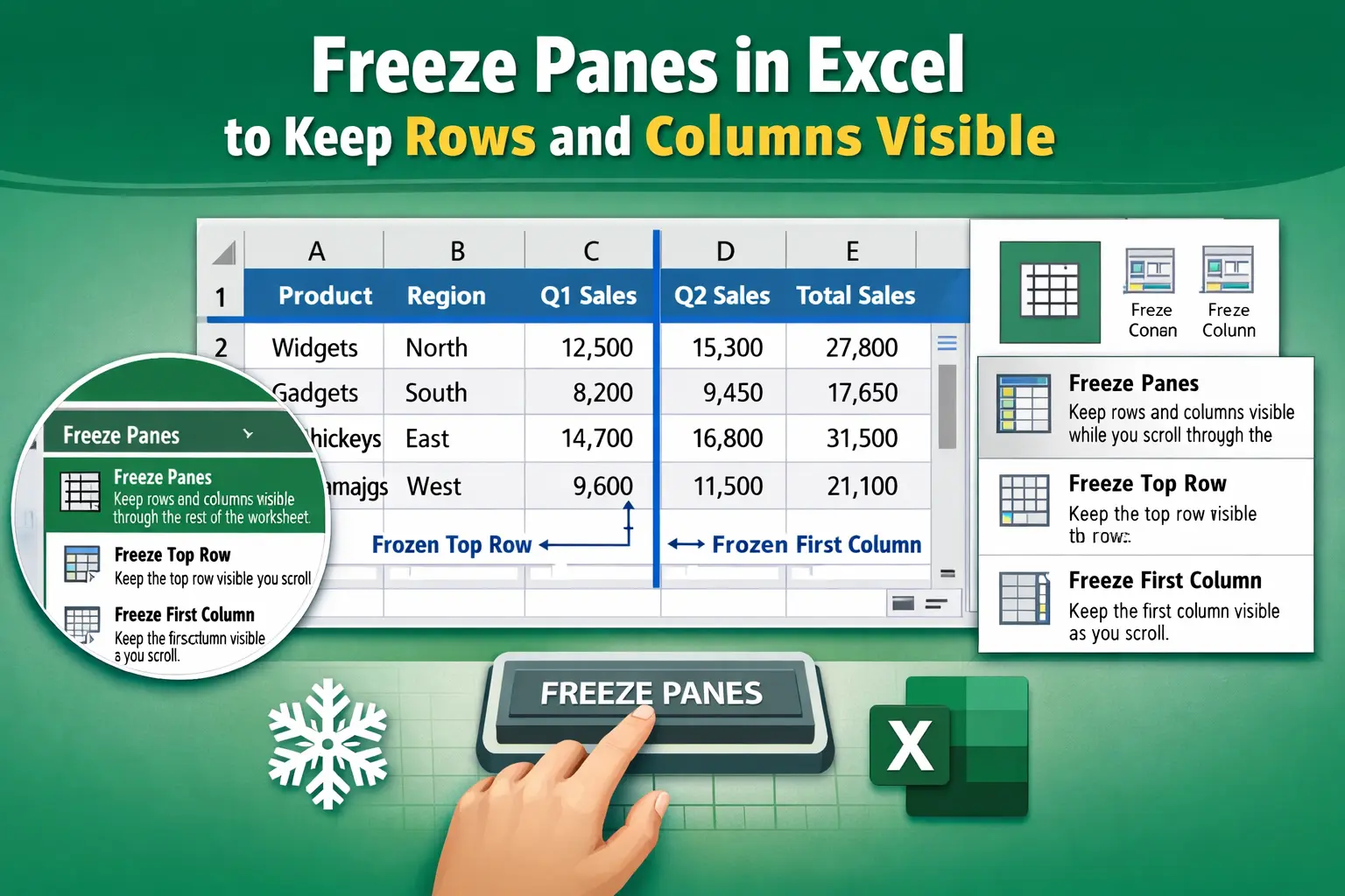Freeze Panes in Excel to Keep Rows and Columns Visible