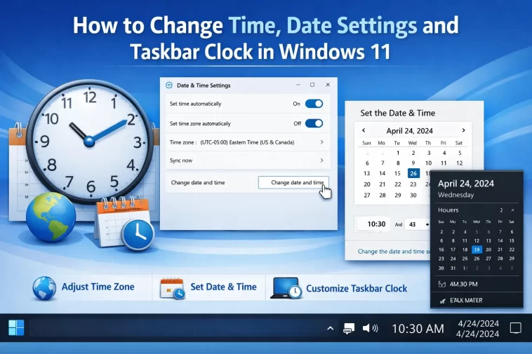 How to Change Time, Date Settings and Taskbar Clock in Windows 11 1 How to Change Time, Date Settings and Taskbar Clock in Windows 11