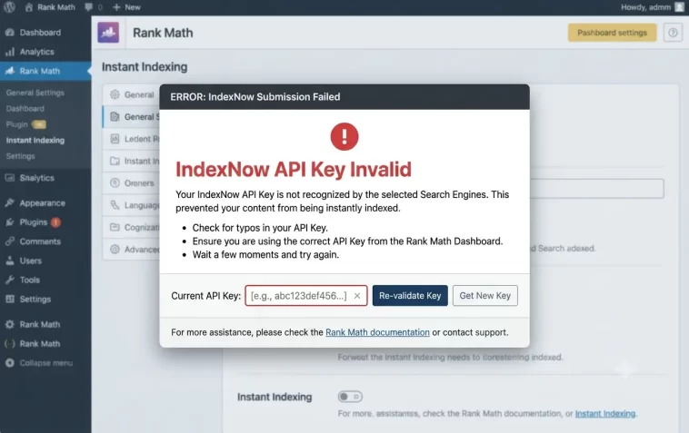 How to Fix the "IndexNow API Key Invalid" Error in Rank Math 1 IndexNow API Key Invalid