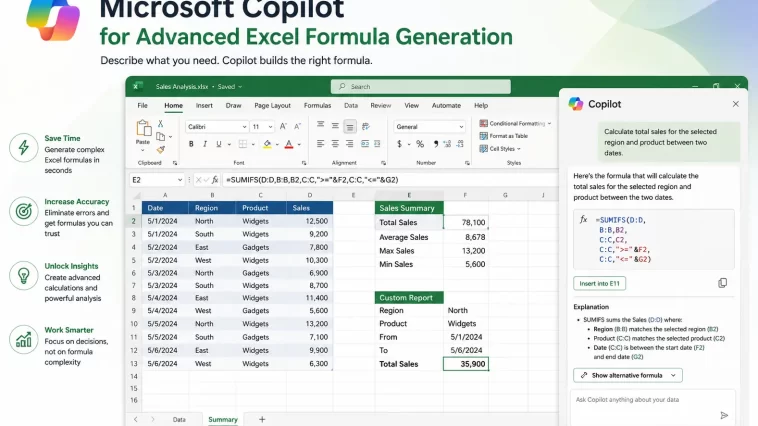 Microsoft Copilot for Advanced Excel Formula Generation