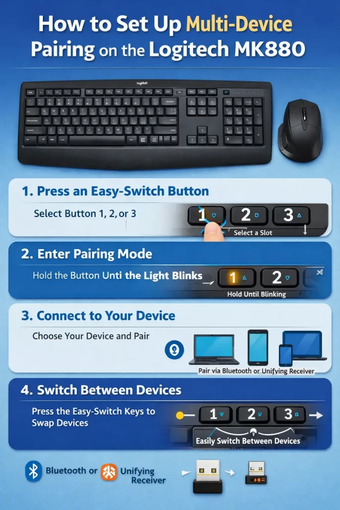 Set Up Multi-Device Pairing on the Logitech MK880