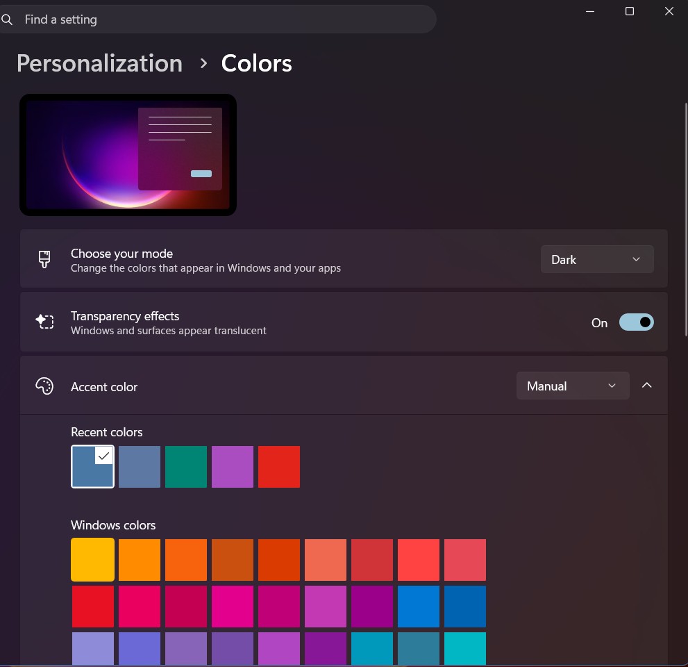 Start Menu Color