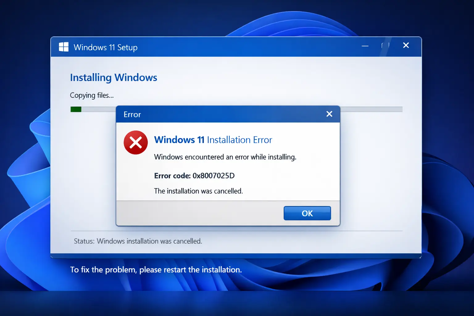 Windows 11 Installation Error