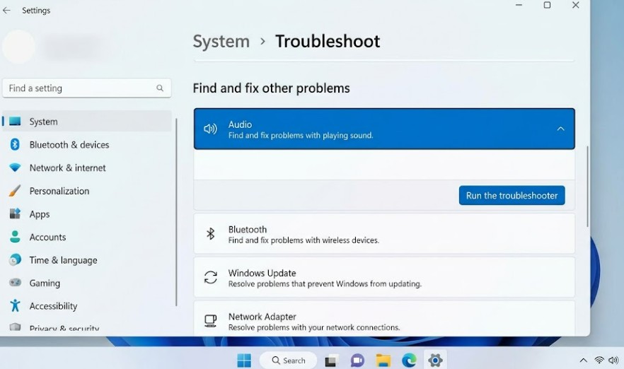 Fix "No Audio Output Device Is Installed" Windows 11 2 Windows 11 Troubleshoot settings