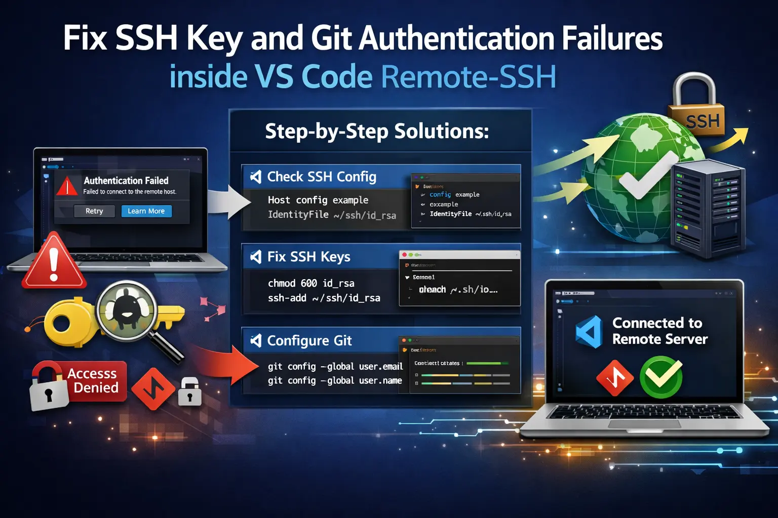How to Fix SSH Key and Git Authentication Failures inside VS Code Remote-SSH 1 Fix SSH Key and Git Authentication Failures inside VS Code Remote-SSH
