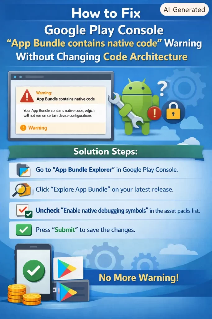 How to Fix Google Play Console "App Bundle contains native code" Warning Without Changing Code Architecture 1 Google Play Console