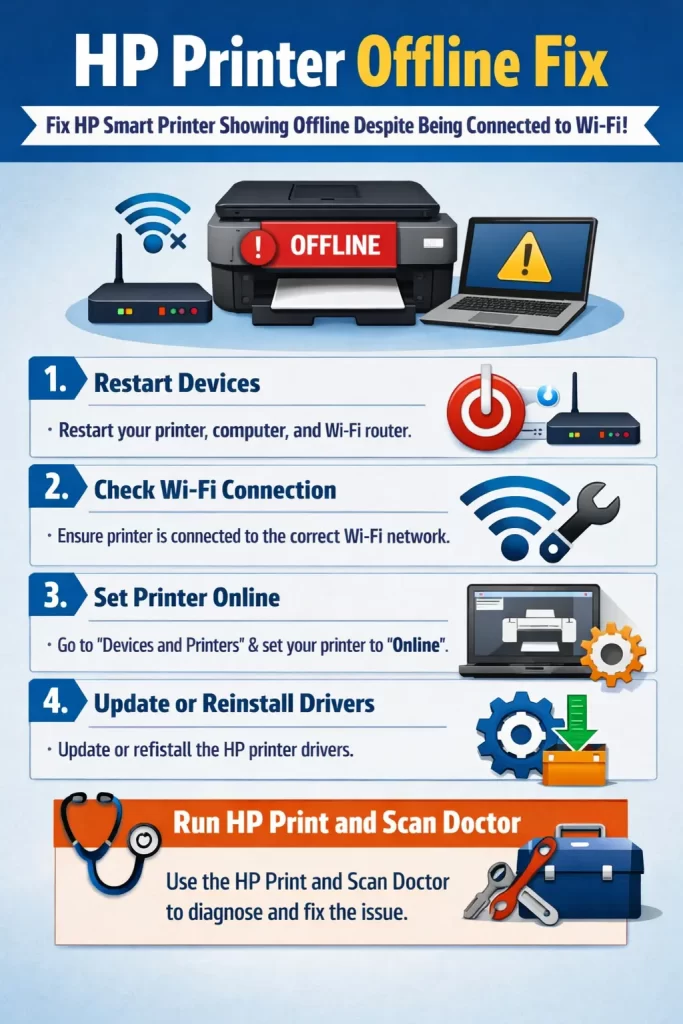 How to Fix HP Smart Printer Showing Offline Despite Being Connected to Wi-Fi 1 HP Smart Printer Showing Offline