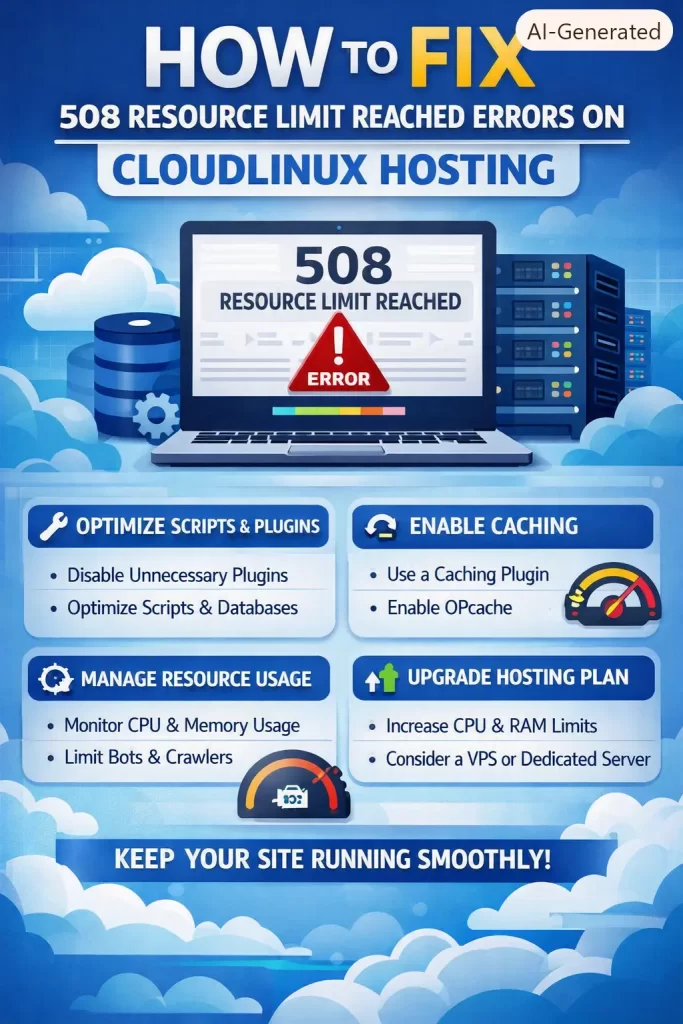 How to Fix 508 Resource Limit Reached Errors on CloudLinux Hosting 1 How to Fix 508 Resource Limit Reached Errors on CloudLinux Hosting