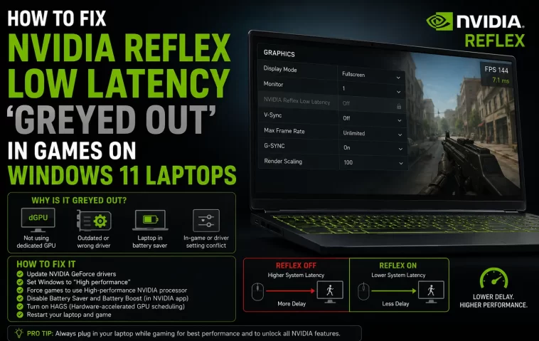 How to Fix NVIDIA Reflex Low Latency "Greyed Out" in Games on Windows 11 Laptops 1 NVIDIA Reflex