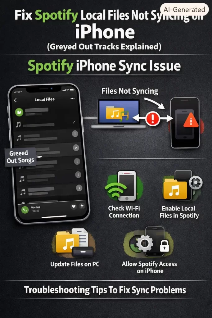 Fix Spotify Local Files Not Syncing on iPhone (Greyed Out Tracks Explained) 1 Spotify Local Files Not Syncing on iPhone