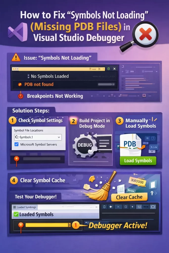 How to Fix "Symbols Not Loading" (Missing PDB Files) in Visual Studio Debugger 1 Symbols Not Loading
