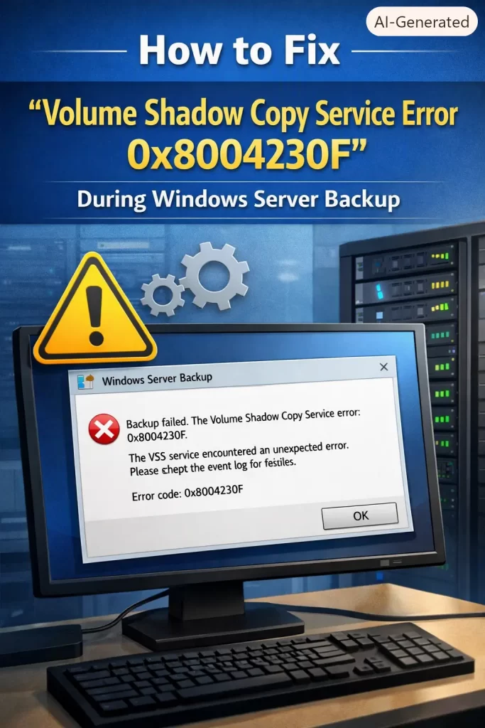 How to Fix "Volume Shadow Copy Service Error 0x8004230F" During Windows Server Backup 1 Volume Shadow Copy Service Error 0x8004230F