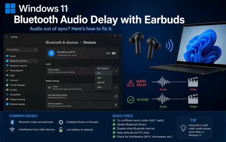How to Fix Windows 11 Bluetooth Audio Delay with Earbuds 1 Windows 11 Bluetooth