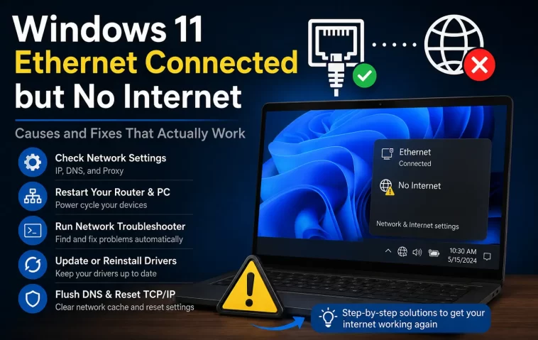 How to Fix Windows 11 Ethernet Connected but No Internet 1 Windows 11 Ethernet Connected