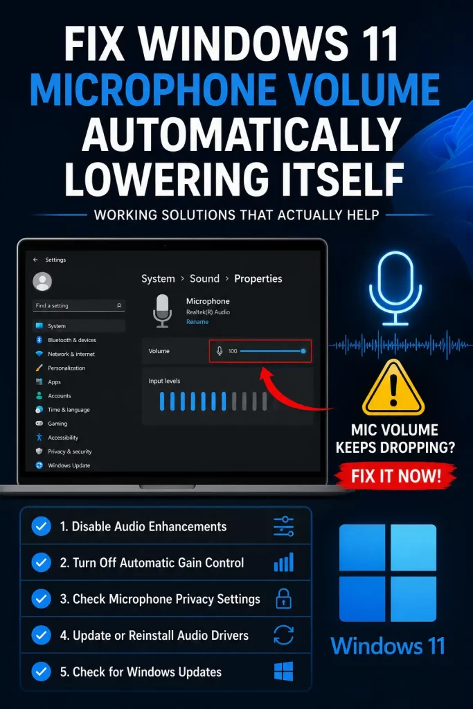 How to Fix Windows 11 Microphone Volume Automatically Lowering Itself 1 Windows 11 Microphone