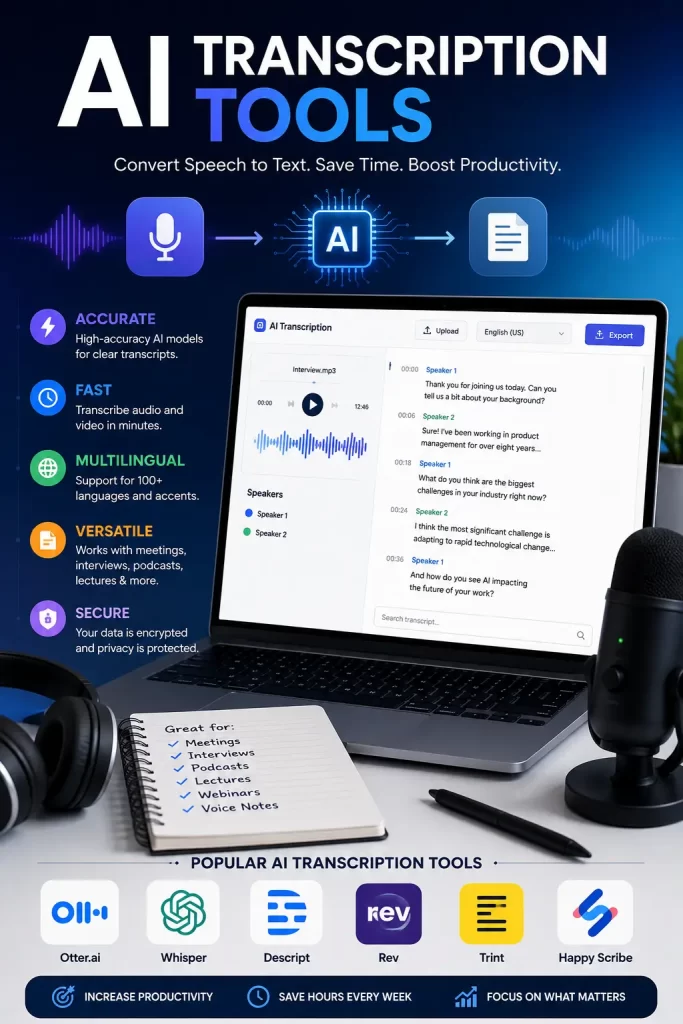 10 Best AI Transcription Tools in 2026: How I Stopped Typing Notes 1 AI Transcription Tools