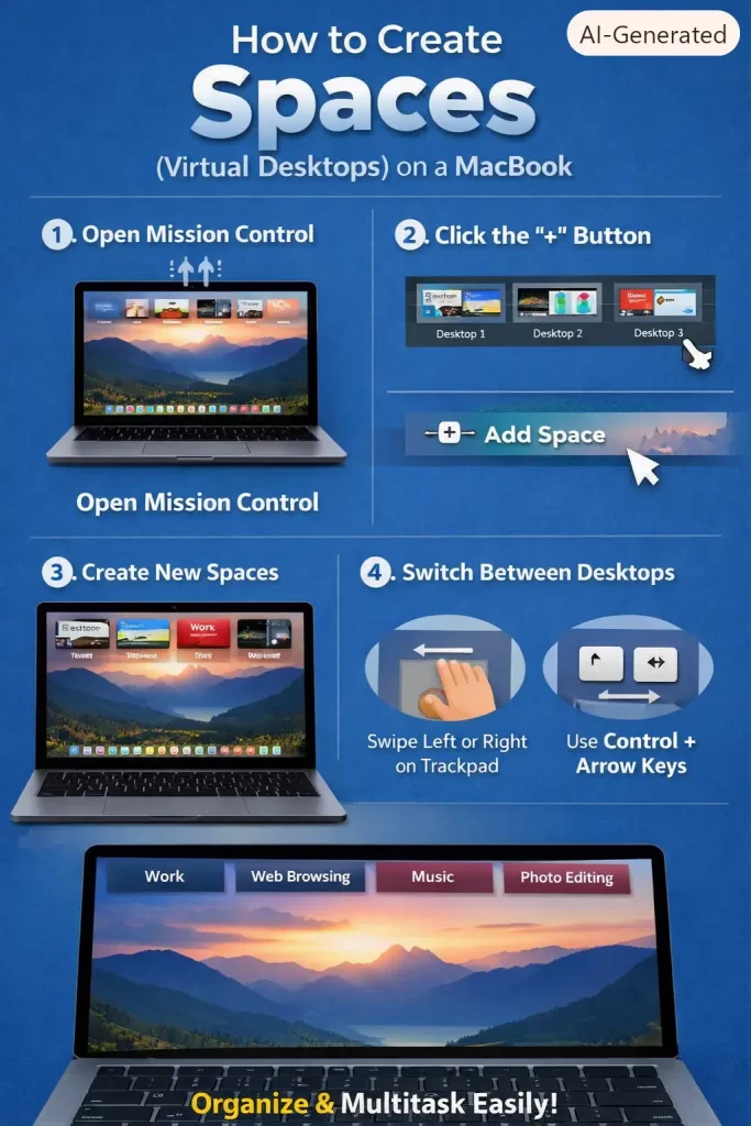 How to Create Spaces (Virtual Desktops) on a MacBook 1 How to Create Spaces