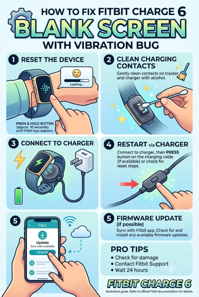 How to Fix Fitbit Charge 6 Blank Screen With Vibration Bug 1 Fix Fitbit Charge 6 Blank Screen