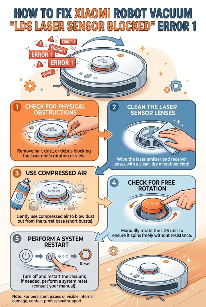 How to Fix Xiaomi Robot Vacuum "LDS Laser Sensor Blocked" Error 1 1 Fix Xiaomi Robot Vacuum