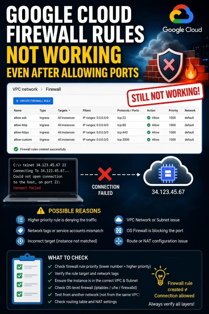 Google Cloud Firewall Rules Not Working Even After Allowing Ports 1 Google Cloud Firewall Rules Not Working Even After Allowing Ports