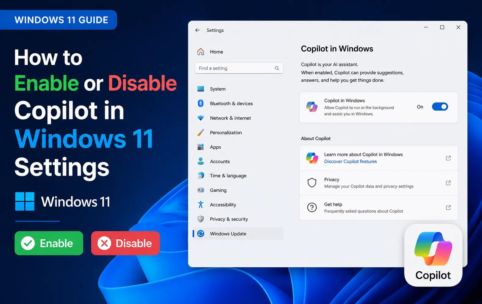 How to Enable or Disable Copilot in Windows 11 Settings