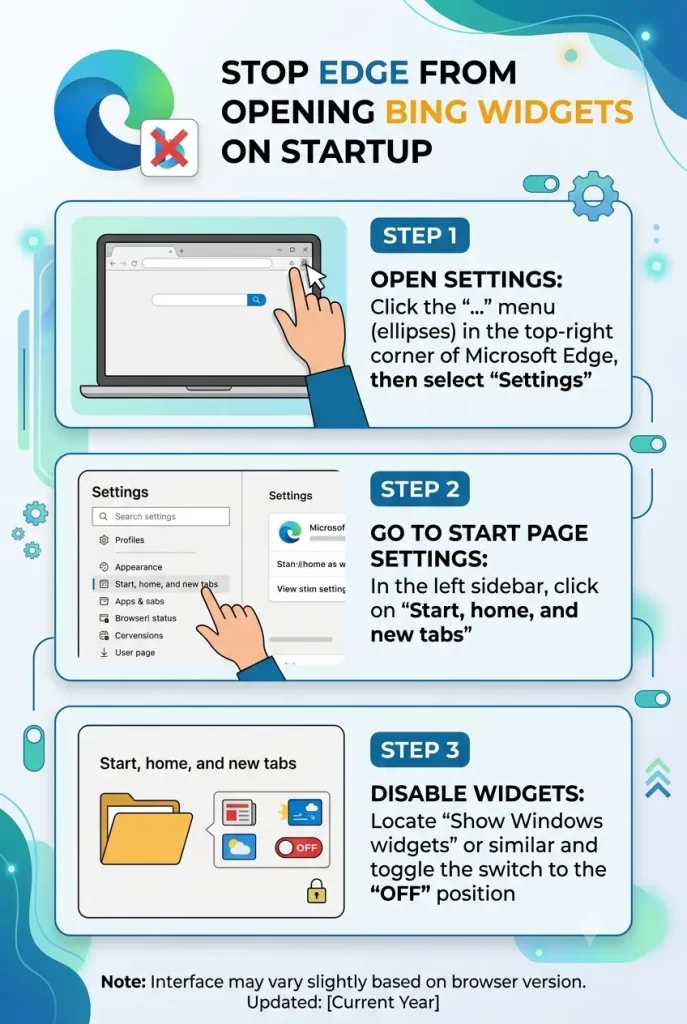 Stop Edge From Opening Bing Widgets on Startup 1 Stop Edge From Opening Bing Widgets on Startup